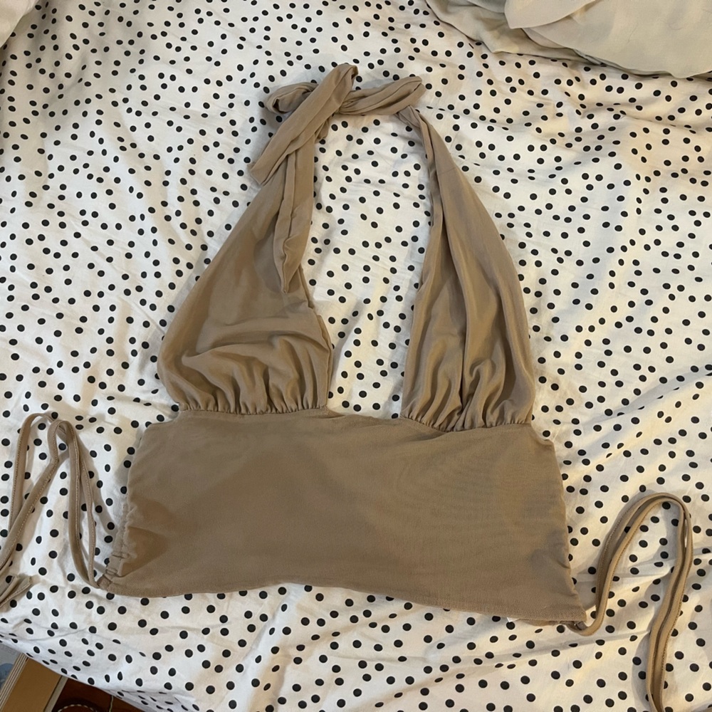 nude Mesh crop top